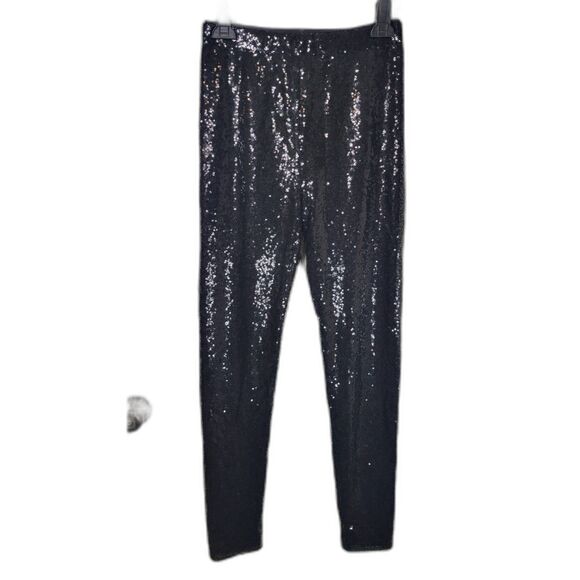 WAYF Black Sequin High Waist Pull On Logan Leggings Pants - Picture 1 of 3